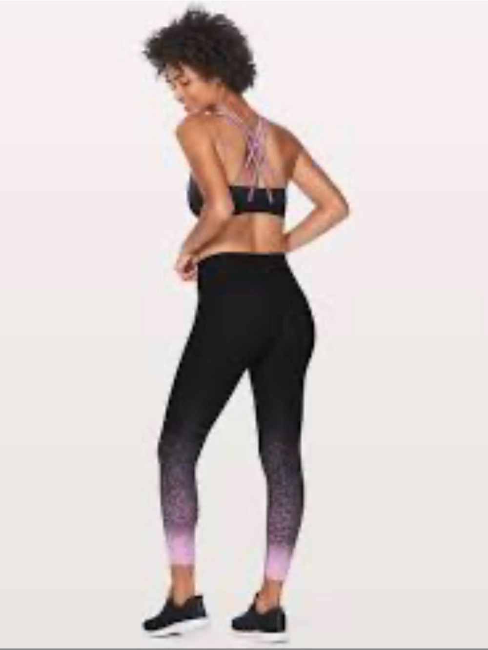 lululemon athletica Black Leggings with Pink Gradient